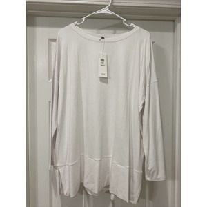 NWT Eileen Fisher System Sz XL Vicose Jersey WHITE Bateau Neck Tunic Top Shirt
